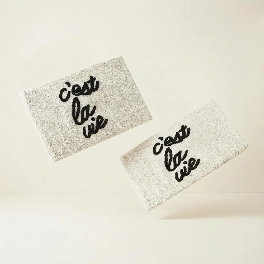 Set of 2 C'est la Vie Bath Mat | Soft Bathroom Rug | 20